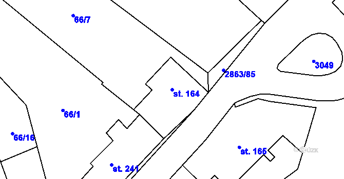 Parcela st. 164 v KÚ Roudno, Katastrální mapa