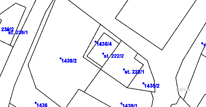 Parcela st. 222/2 v KÚ Roudno, Katastrální mapa