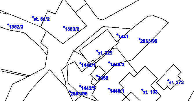 Parcela st. 229 v KÚ Roudno, Katastrální mapa