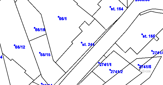 Parcela st. 241 v KÚ Roudno, Katastrální mapa