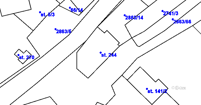 Parcela st. 244 v KÚ Roudno, Katastrální mapa