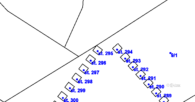 Parcela st. 295 v KÚ Roudno, Katastrální mapa