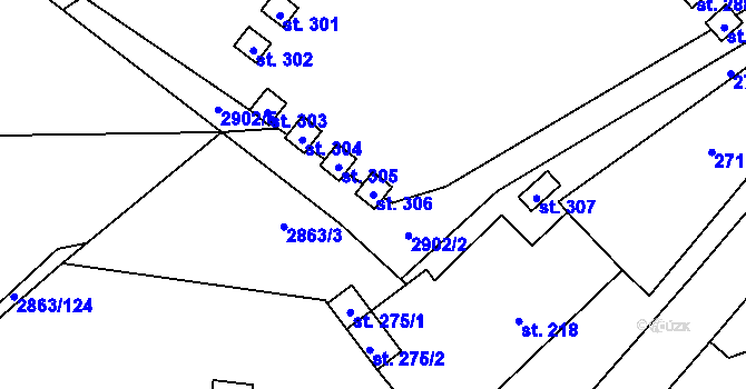 Parcela st. 306 v KÚ Roudno, Katastrální mapa