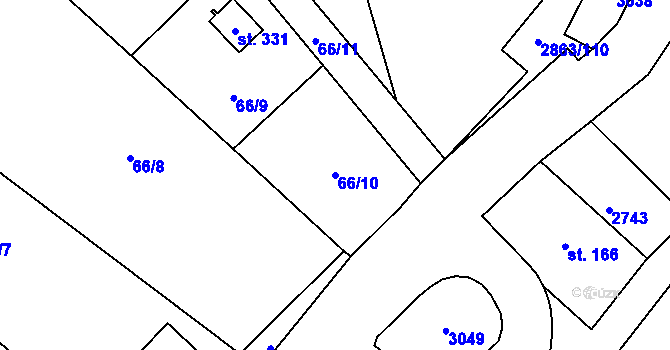 Parcela st. 66/10 v KÚ Roudno, Katastrální mapa