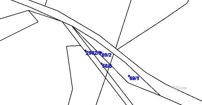 Parcela st. 69/2 v KÚ Roudno, Katastrální mapa