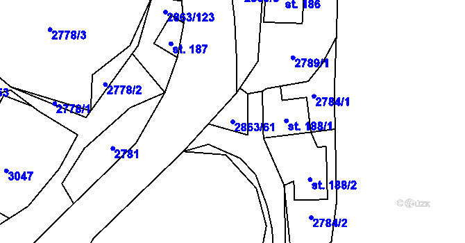 Parcela st. 2863/61 v KÚ Roudno, Katastrální mapa