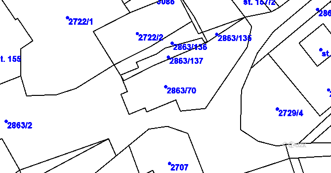 Parcela st. 2863/70 v KÚ Roudno, Katastrální mapa