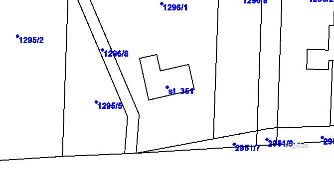 Parcela st. 351 v KÚ Roudno, Katastrální mapa