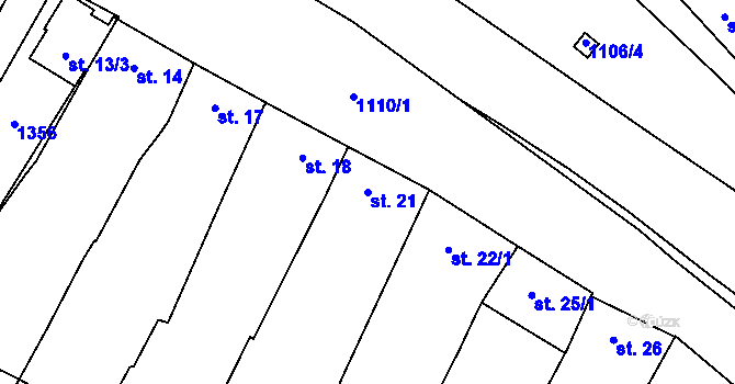 Parcela st. 21 v KÚ Rouchovany, Katastrální mapa