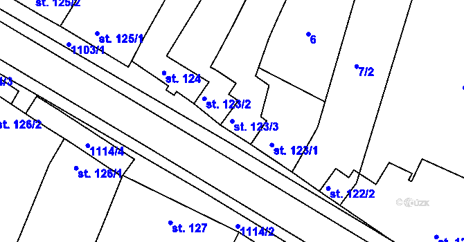 Parcela st. 123/3 v KÚ Rouchovany, Katastrální mapa