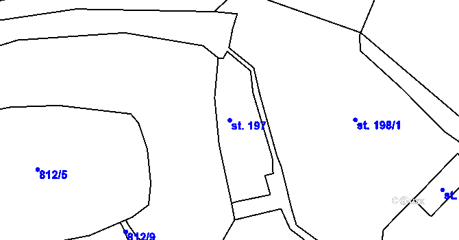 Parcela st. 197 v KÚ Rouchovany, Katastrální mapa