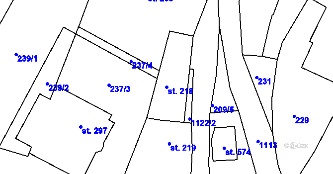 Parcela st. 218 v KÚ Rouchovany, Katastrální mapa