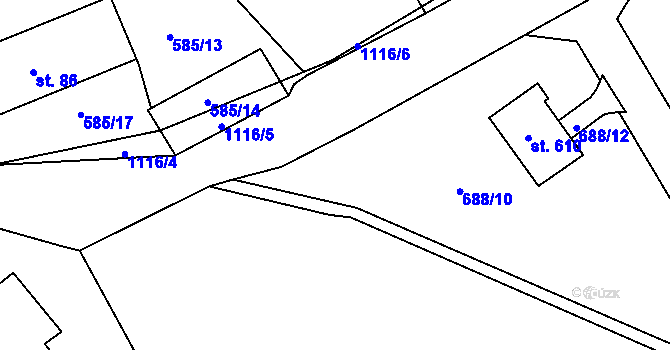 Parcela st. 351 v KÚ Rouchovany, Katastrální mapa