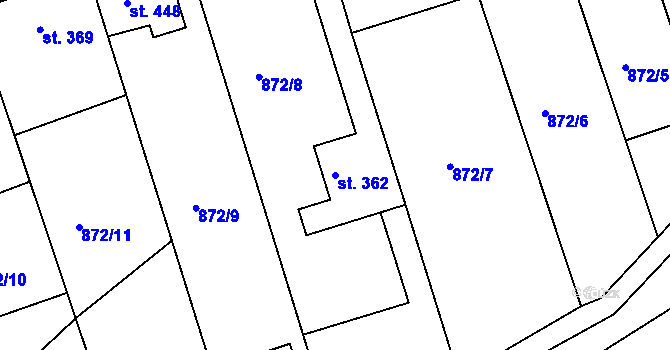 Parcela st. 362 v KÚ Rouchovany, Katastrální mapa