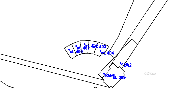 Parcela st. 402 v KÚ Rouchovany, Katastrální mapa