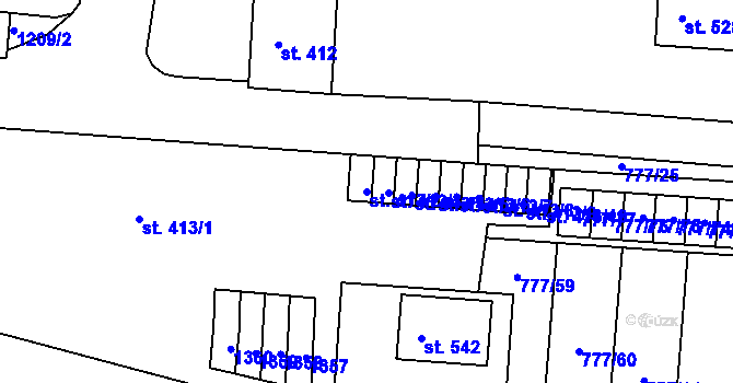 Parcela st. 413/2 v KÚ Rouchovany, Katastrální mapa