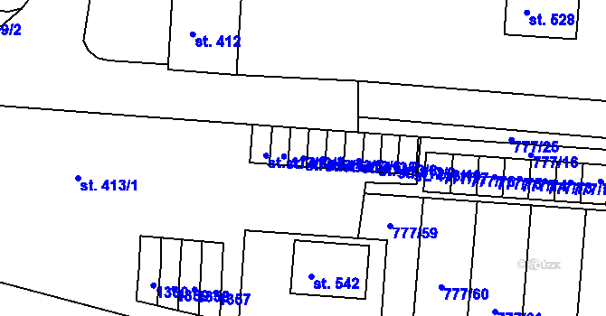 Parcela st. 413/4 v KÚ Rouchovany, Katastrální mapa