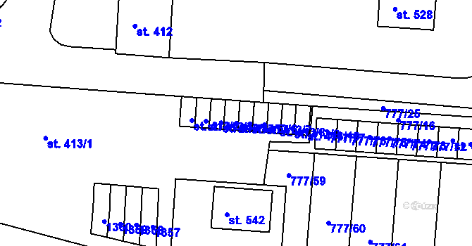 Parcela st. 413/5 v KÚ Rouchovany, Katastrální mapa