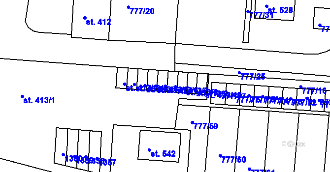 Parcela st. 413/6 v KÚ Rouchovany, Katastrální mapa