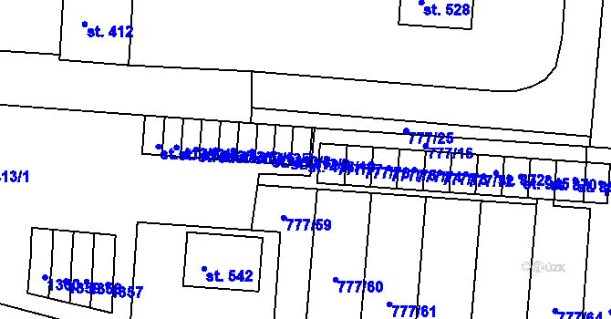 Parcela st. 413/10 v KÚ Rouchovany, Katastrální mapa