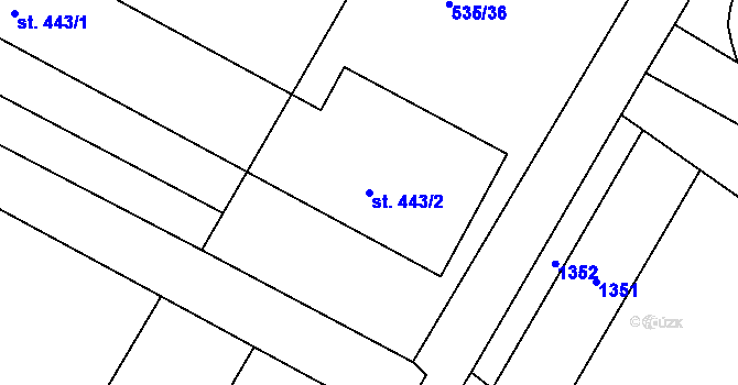 Parcela st. 443/2 v KÚ Rouchovany, Katastrální mapa