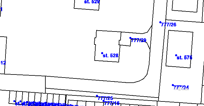 Parcela st. 528 v KÚ Rouchovany, Katastrální mapa