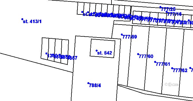 Parcela st. 542 v KÚ Rouchovany, Katastrální mapa
