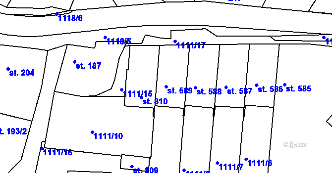 Parcela st. 589 v KÚ Rouchovany, Katastrální mapa