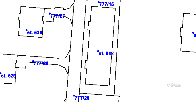 Parcela st. 812 v KÚ Rouchovany, Katastrální mapa