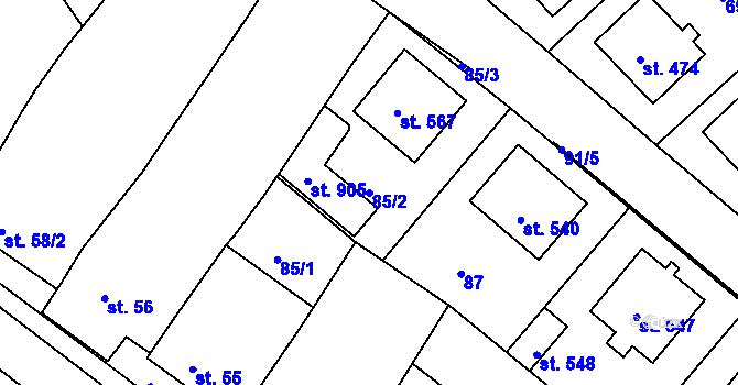 Parcela st. 85/2 v KÚ Rouchovany, Katastrální mapa