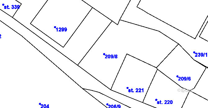 Parcela st. 209/8 v KÚ Rouchovany, Katastrální mapa