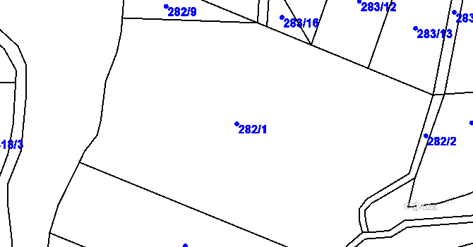 Parcela st. 282/1 v KÚ Rouchovany, Katastrální mapa