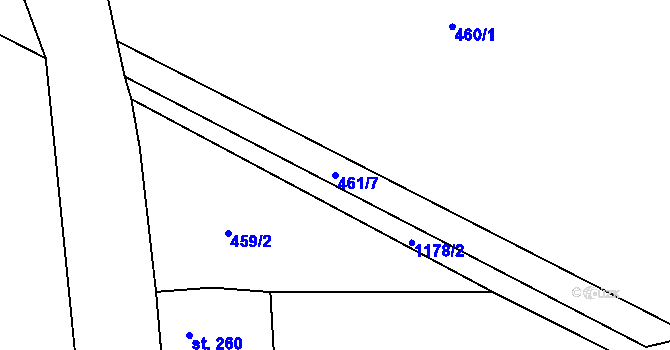 Parcela st. 461/7 v KÚ Rouchovany, Katastrální mapa