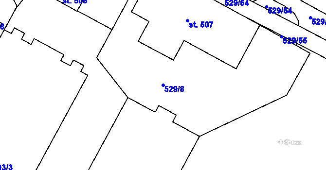 Parcela st. 529/8 v KÚ Rouchovany, Katastrální mapa