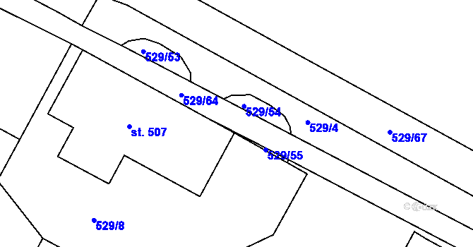 Parcela st. 529/9 v KÚ Rouchovany, Katastrální mapa