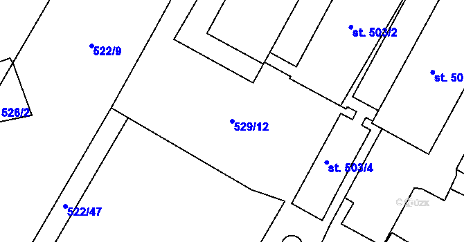 Parcela st. 529/12 v KÚ Rouchovany, Katastrální mapa