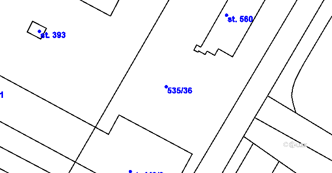 Parcela st. 535/36 v KÚ Rouchovany, Katastrální mapa