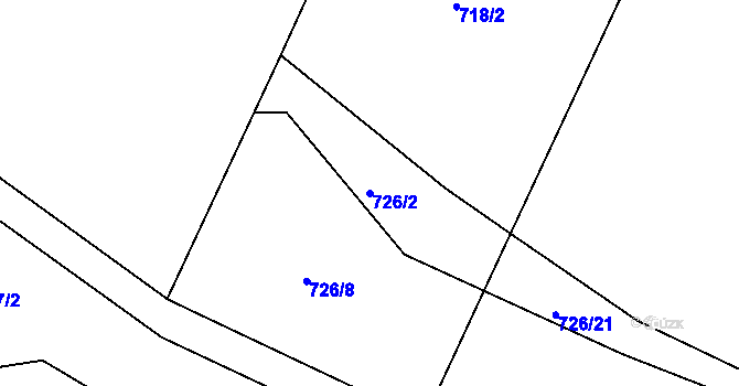Parcela st. 726/2 v KÚ Rouchovany, Katastrální mapa