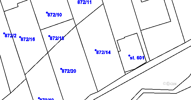 Parcela st. 872/14 v KÚ Rouchovany, Katastrální mapa