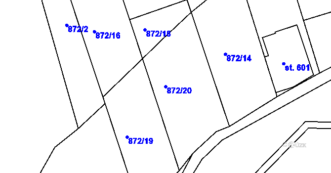 Parcela st. 872/20 v KÚ Rouchovany, Katastrální mapa