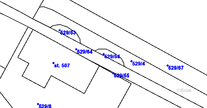 Parcela st. 529/54 v KÚ Rouchovany, Katastrální mapa