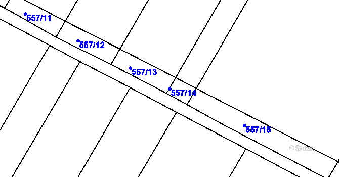 Parcela st. 557/14 v KÚ Rouchovany, Katastrální mapa