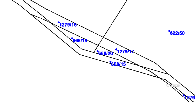 Parcela st. 668/20 v KÚ Rouchovany, Katastrální mapa