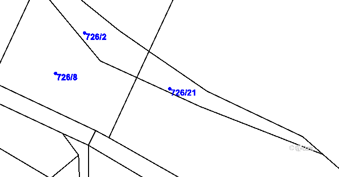 Parcela st. 726/21 v KÚ Rouchovany, Katastrální mapa