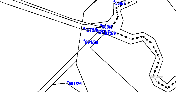 Parcela st. 591/29 v KÚ Rouchovany, Katastrální mapa