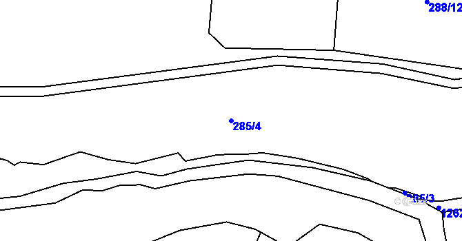 Parcela st. 285/4 v KÚ Rouchovany, Katastrální mapa