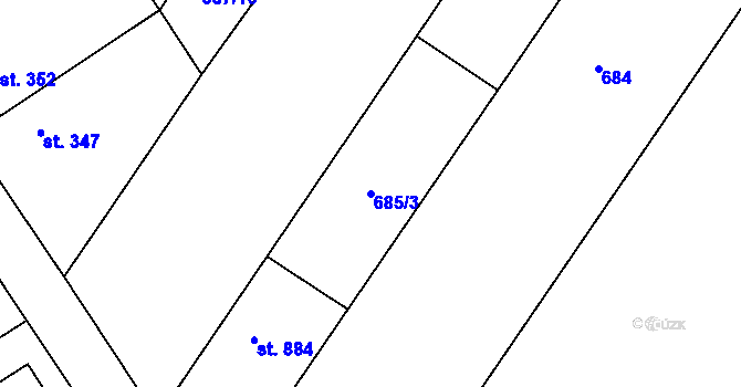 Parcela st. 685/3 v KÚ Rouchovany, Katastrální mapa