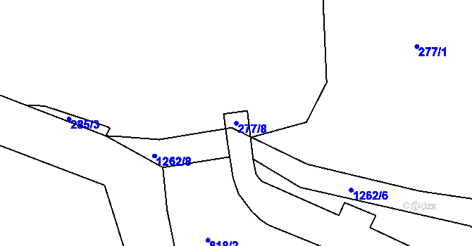 Parcela st. 277/8 v KÚ Rouchovany, Katastrální mapa