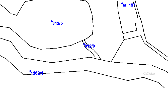 Parcela st. 812/9 v KÚ Rouchovany, Katastrální mapa