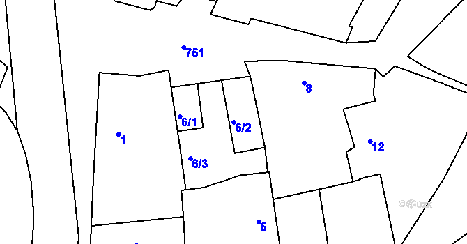 Parcela st. 6/2 v KÚ Šemíkovice, Katastrální mapa